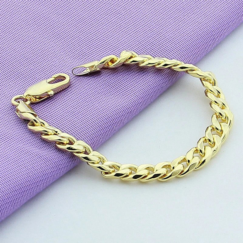 Gold Jewelry Set For Men 925 Silver Necklace Bracelet Chains Jewelry
