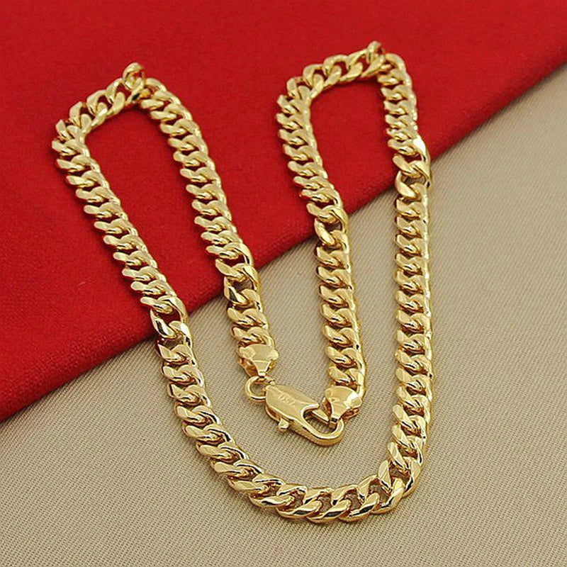 Gold Jewelry Set For Men 925 Silver Necklace Bracelet Chains Jewelry
