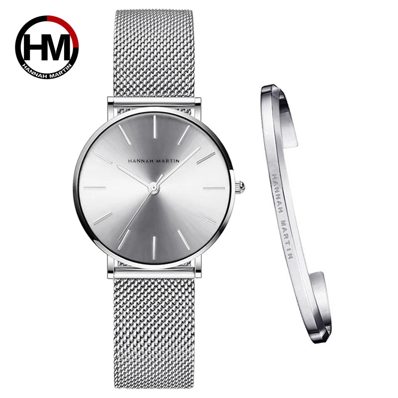 Urban Gear Full Rose Gold Watch Japan Quartz Creative Design Waterproof Stainless Steel Mesh