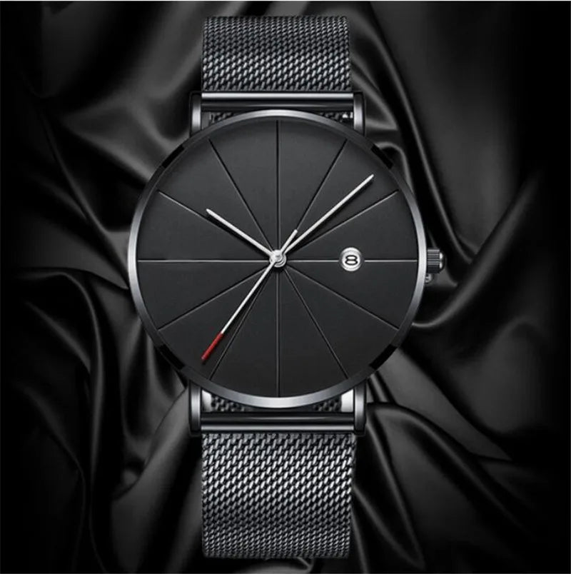 Urban Gear Minimalist Watch Stainless Steel Belt Watches For Man Ultra-Thin Quartz Wristwatch Calendar Date Sales