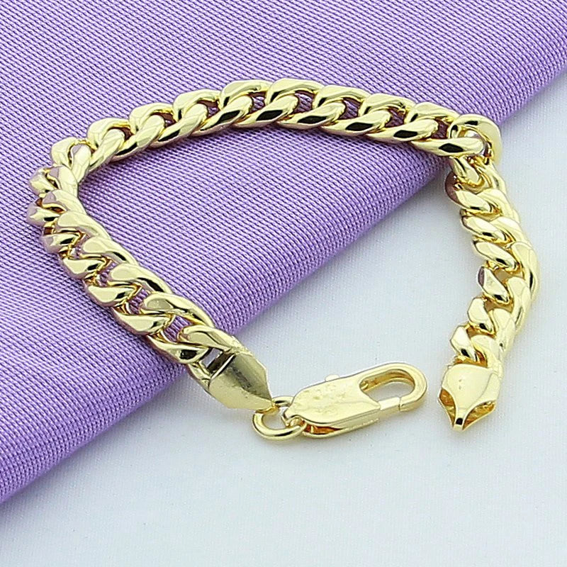 Gold Jewelry Set For Men 925 Silver Necklace Bracelet Chains Jewelry