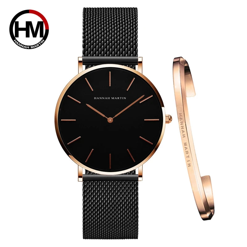 Urban Gear Full Rose Gold Watch Japan Quartz Creative Design Waterproof Stainless Steel Mesh