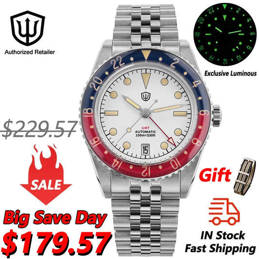 Watchdives WD6542 Watch NH34 Mechanical Movement Bubble Domed Sapphire Crystal BGW9 Luminous 10Bar