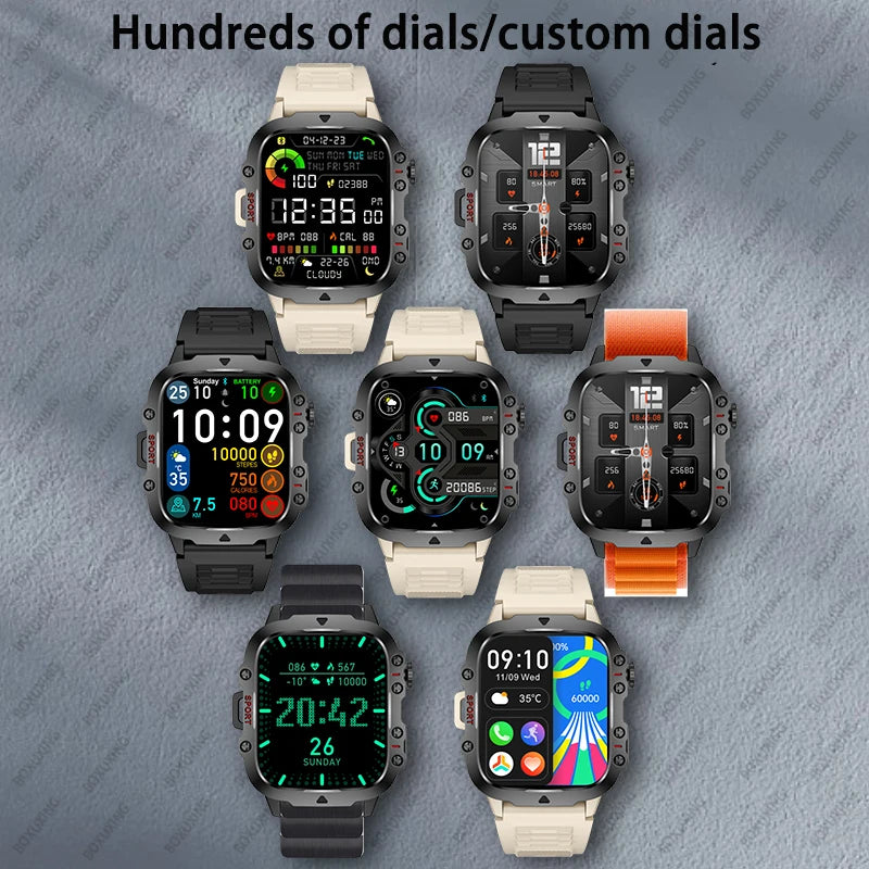 2024 New Rugged Military GPS Smart Watch Men AMOLED HD Screen Heart Rate Bluetooth Call Waterproof Outdoor SmartWatch For Xiaomi