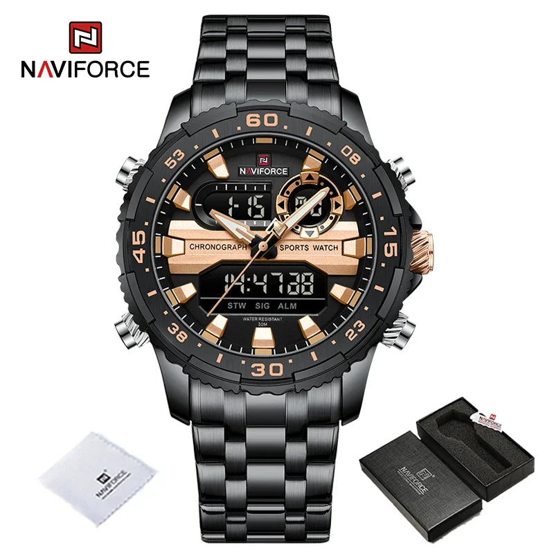 NAVIFORCE NF9234 Original Trend Brand LCD Display Analog Digital Quartz Man Luminous Wristwatch