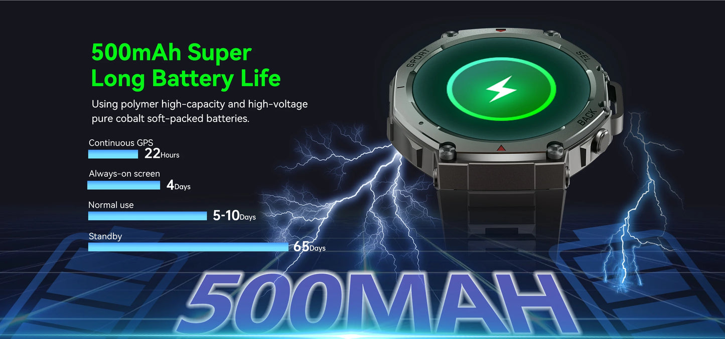 2025 New Military Bluetooth Call Smart Watch Built-in GPS Compass Barometric Altimeter 10ATM Waterproof Sports Smartwatches Men