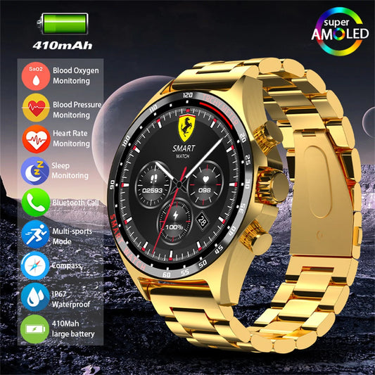 Silver Gold Stainless Steel Color Smart Watch 1.58 Inch Bt Call Nfc Wireless Charging Smartwatch