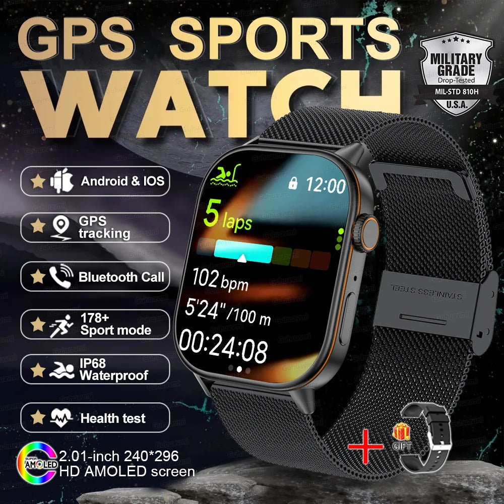 2025 New For Huawei GPS 2.01" HD AMOLED Screen Ultra NFC Series Smart Watch Men Heart Rate BT Call Fitness Smart Bracelet ladies
