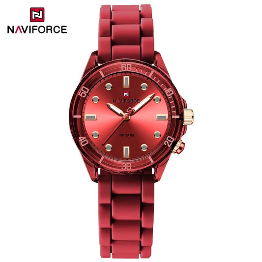 NAVIFORCE  Lightweight Silicone Clock  Women's Quartz Watches Elegant Waterproof Night Light Girls' Business Fashion Wrist Watch
