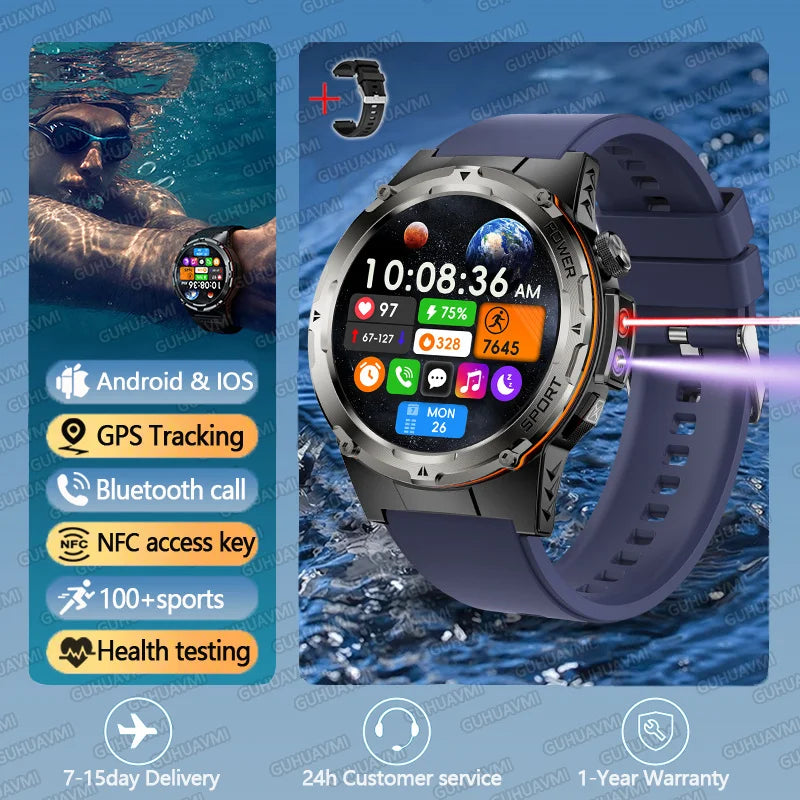 2025 New T-Rex 3 GPS Track Smart Watch Men 3ATM Waterproof UV Infrared 1.39-inch NFC Bluetooth Call Heart Rate Sport Smart Watch