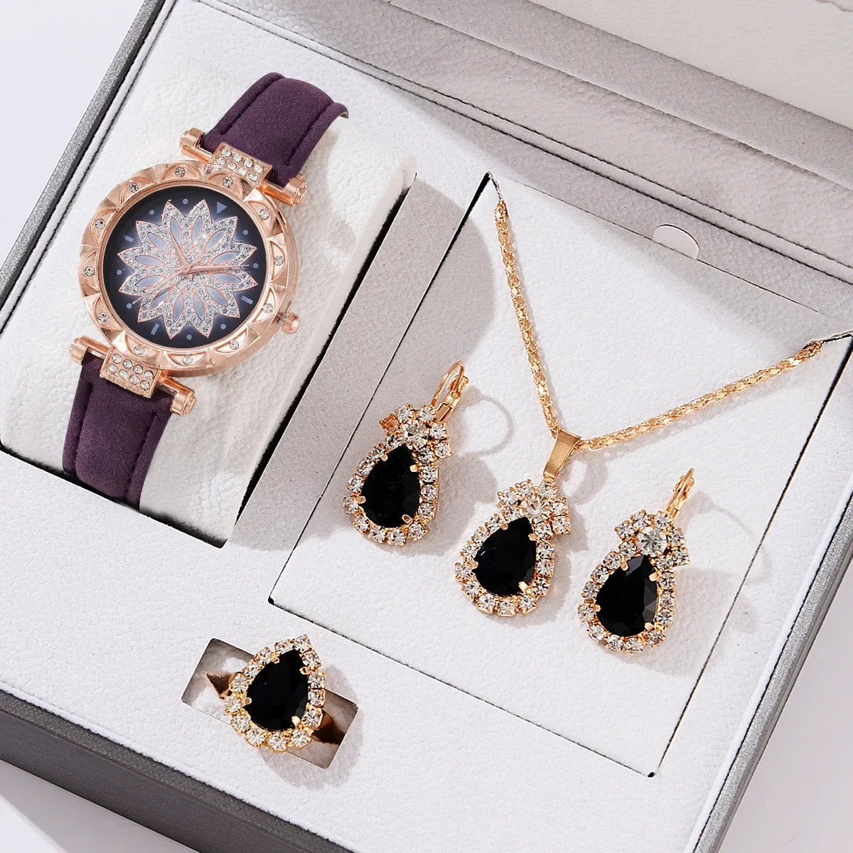 5pcs/set Watch Accessories Necklaces Earrings Rings Ladies' Business Commuting Daily Leisure Light Luxury Temperament Jewelry