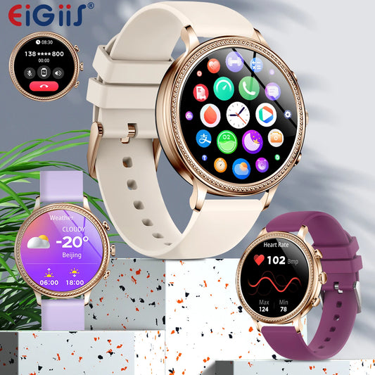 EIGIIS New Smart Watch 1.32"Sports for Men Women Fitness Tracker with Heart Rate/Sleep Monitor/Pedometer Waterproof Smart Watch