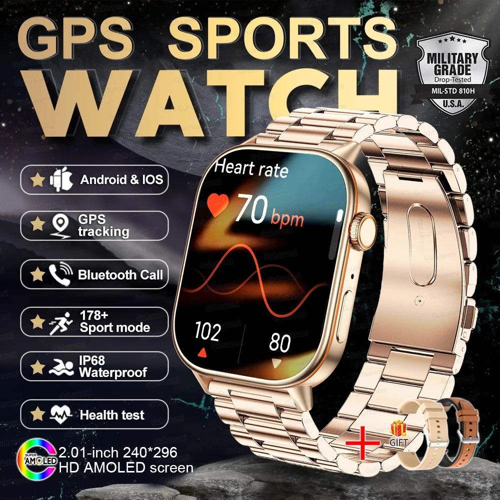 2025 New For Huawei GPS 2.01" HD AMOLED Screen Ultra NFC Series Smart Watch Men Heart Rate BT Call Fitness Smart Bracelet ladies