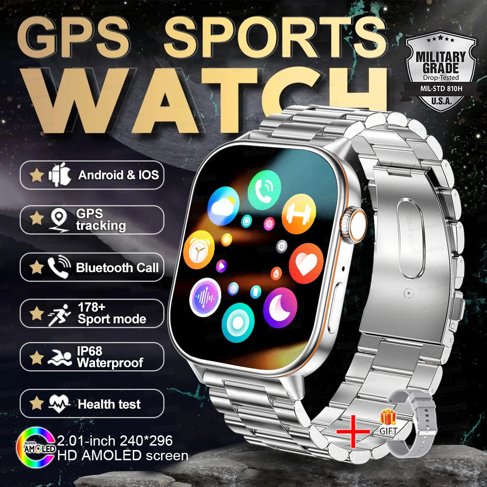 2025 New For Huawei GPS 2.01" HD AMOLED Screen Ultra NFC Series Smart Watch Men Heart Rate BT Call Fitness Smart Bracelet ladies