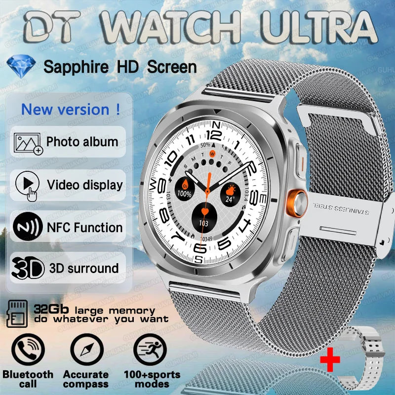 2025 New Watch 7 Ultra Smart Watch Men 32GB Memory Video GPS NFC 47mm AMOLED Fitness