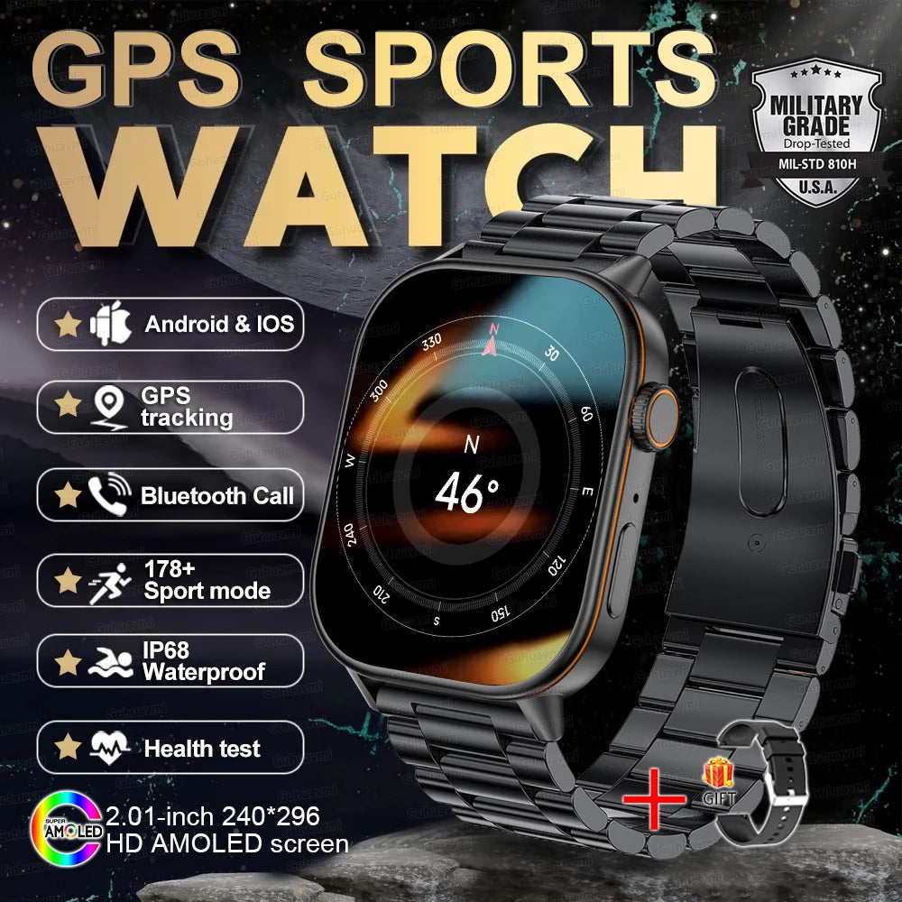 2025 New For Huawei GPS 2.01" HD AMOLED Screen Ultra NFC Series Smart Watch Men Heart Rate BT Call Fitness Smart Bracelet ladies