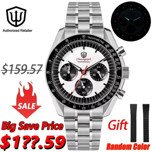 Watchdives WD1863 Chronograph Watch VK63 Quartz Movement Bubble Sapphire Crystal 10Bar Waterproof Luminous 39mm Vintage Watches