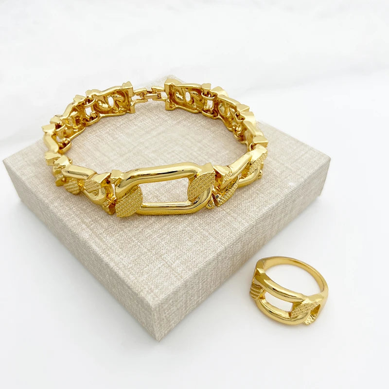 Luxury Design Dubai Jewelry Set For Women Quality Brazil Trending Necklace Earrings Ring Bracelet Wedding Party Gift