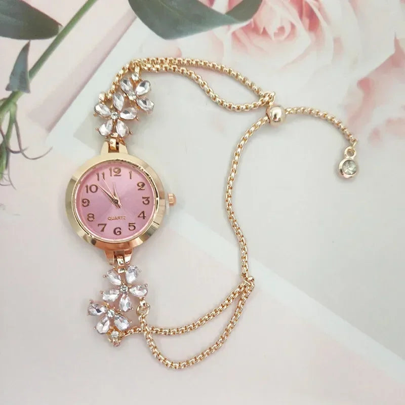 Women's Fashion Light Luxury Quartz Bracelet Watch Waterproof Premium Exquisite Violet Crystal Female's Watches