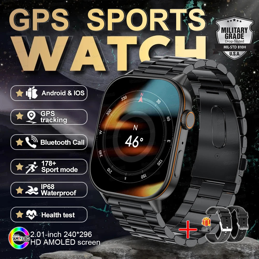 2025 New For Huawei GPS 2.01" HD AMOLED Screen Ultra NFC Series Smart Watch Men Heart Rate BT Call Fitness Smart Bracelet ladies