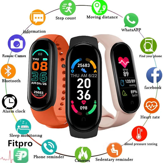 M6 Smart Watch Men Women Fitness Smart Bracelet Sports Band Multi-function Watches