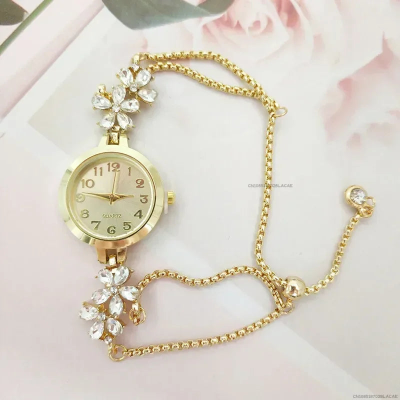 Women's Fashion Light Luxury Quartz Bracelet Watch Waterproof Premium Exquisite Violet Crystal Female's Watches