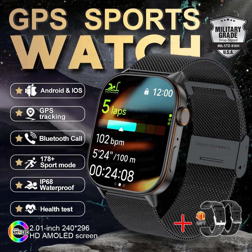 2025 New For Huawei GPS 2.01" HD AMOLED Screen Ultra NFC Series Smart Watch Men Heart Rate BT Call Fitness Smart Bracelet ladies