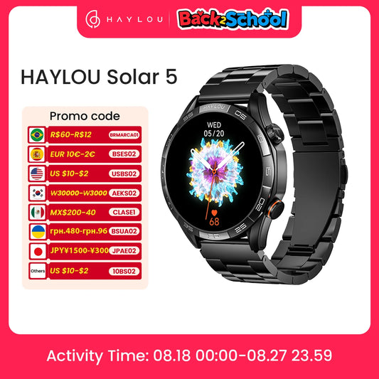 HAYLOU Solar 5 Voice Calling Smartwatch 1.58'' AMOLED Display 60Hz Smart Watch 24H Health Monitoring Sports Smartwatch for Men
