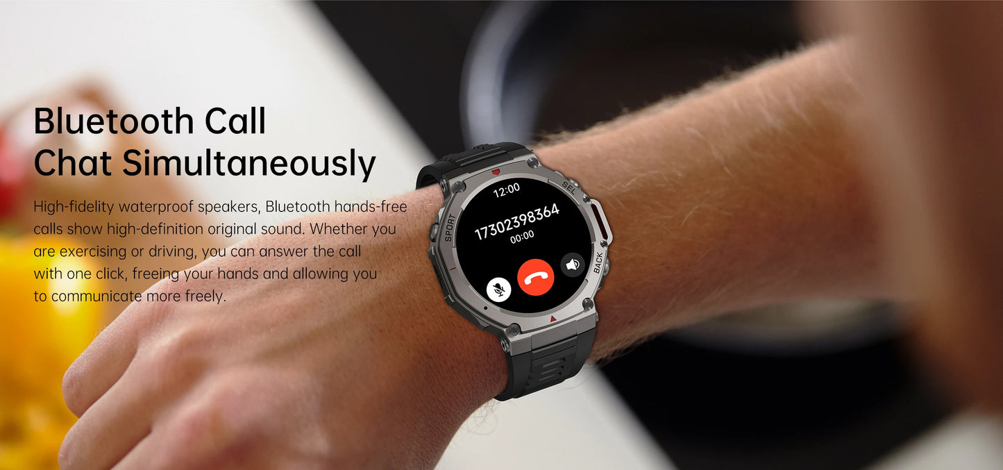 2025 New Military Bluetooth Call Smart Watch Built-in GPS Compass Barometric Altimeter 10ATM Waterproof Sports Smartwatches Men