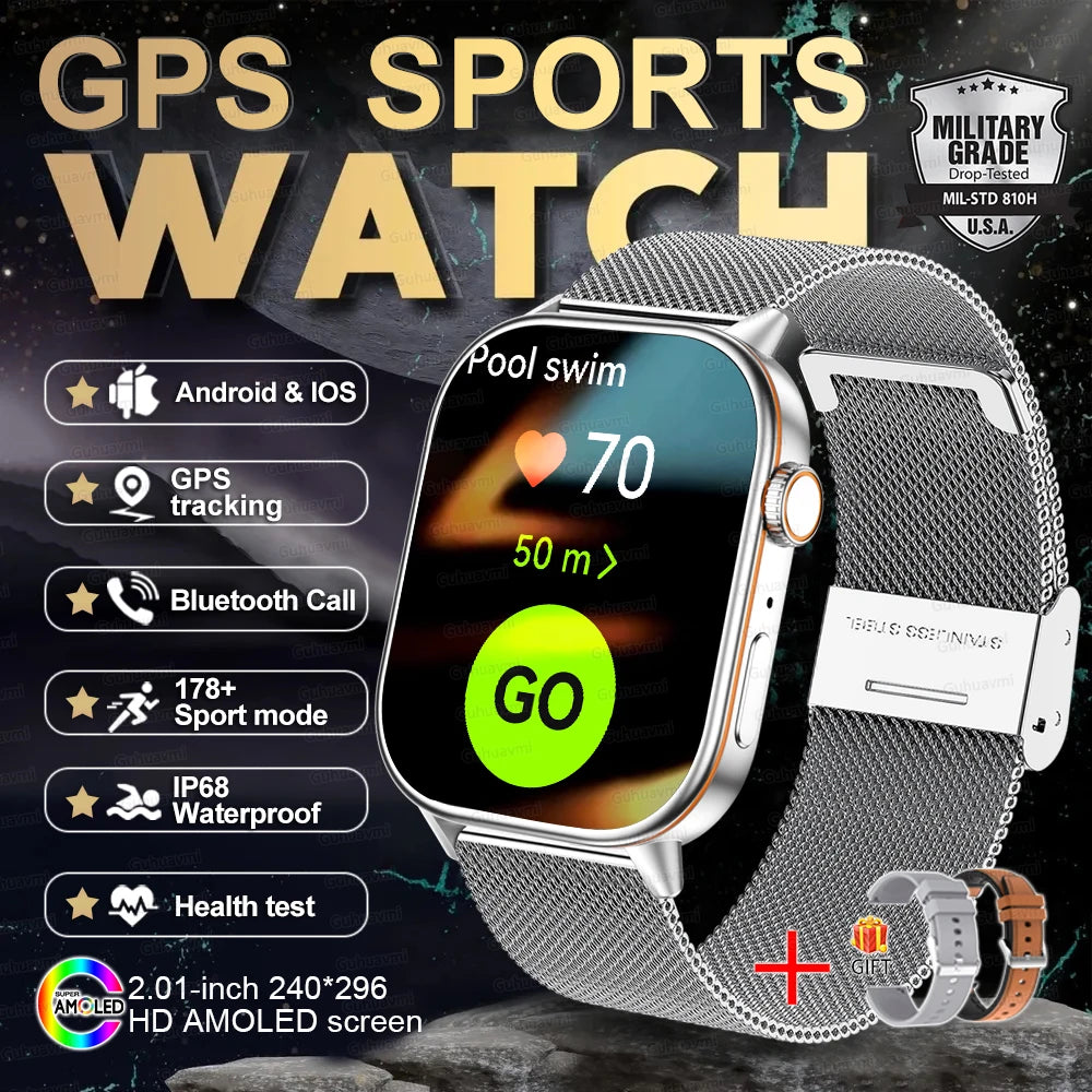2025 New For Huawei GPS 2.01" HD AMOLED Screen Ultra NFC Series Smart Watch Men Heart Rate BT Call Fitness Smart Bracelet ladies