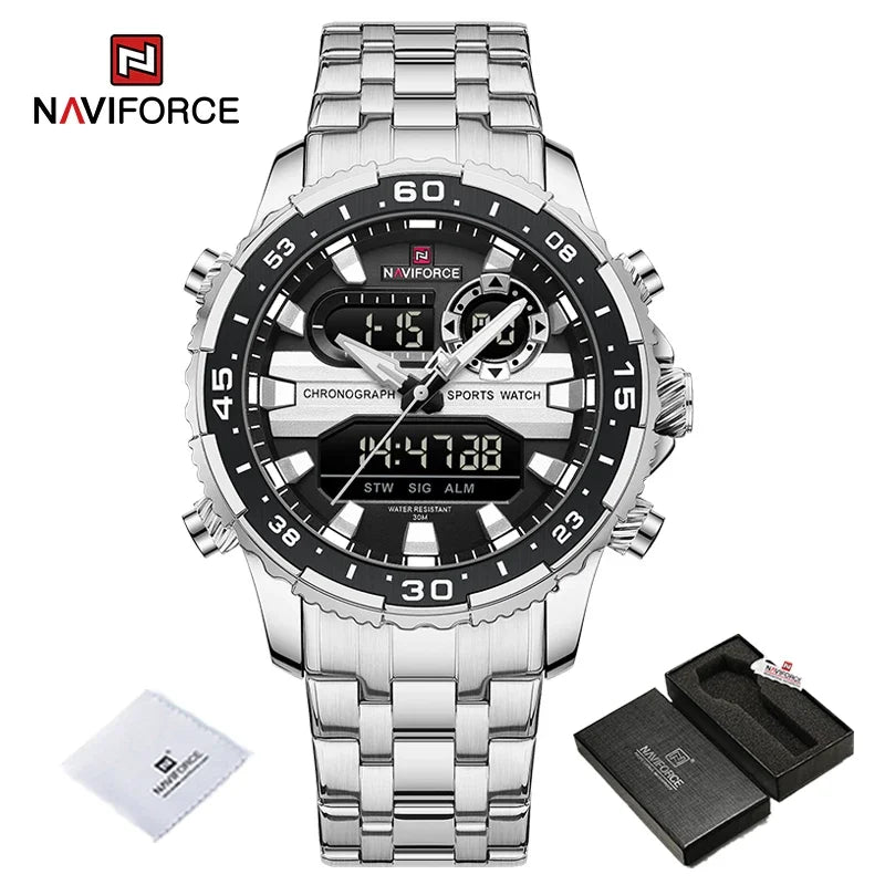 NAVIFORCE NF9234 Original Trend Brand LCD Display Analog Digital Quartz Man Luminous Wristwatch