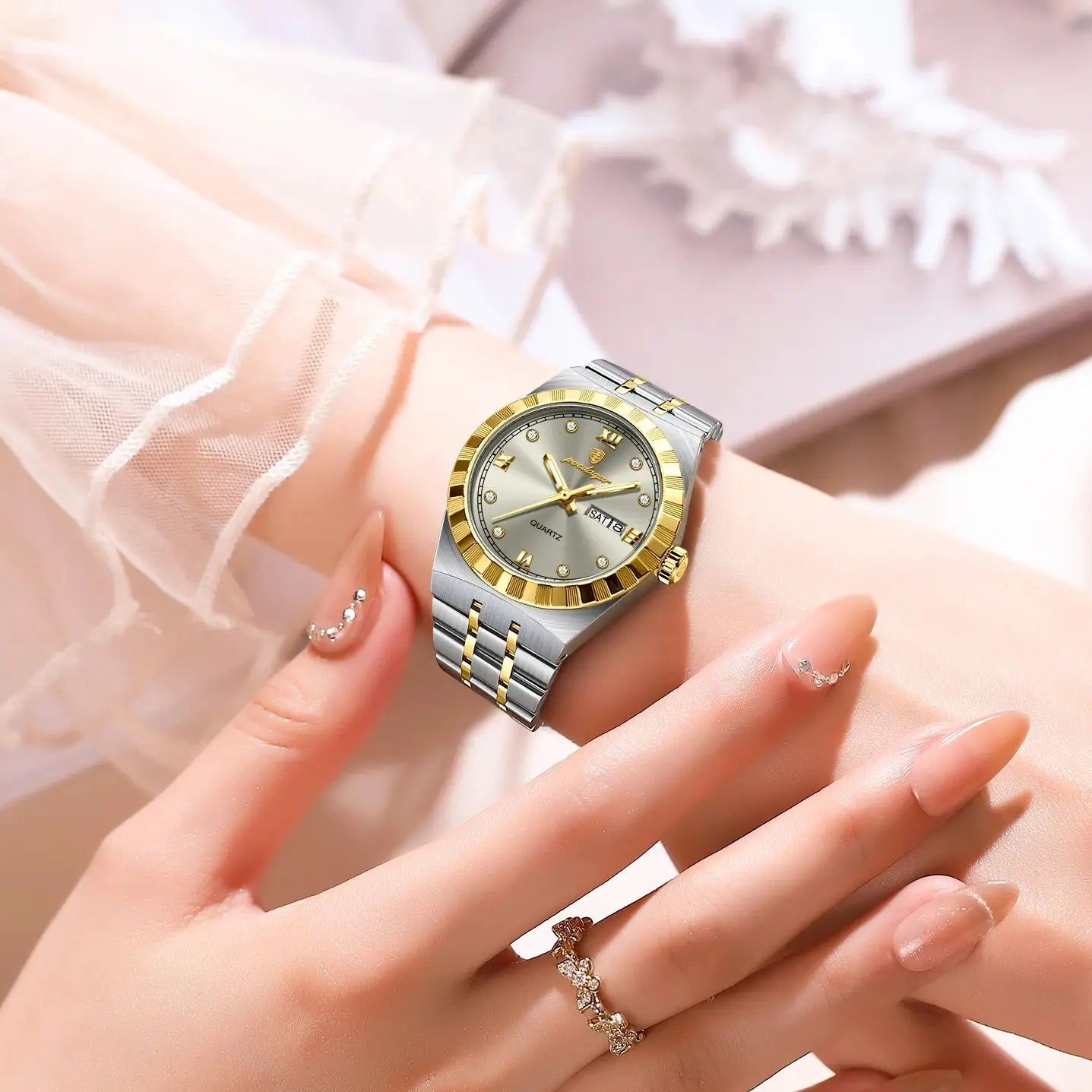 POEDAGAR Luxury Original Ladies Watch Luminous Waterproof Week Date Woman Wristwatch Stainless Steel Women Quartz Watches Female