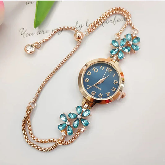 Women's Fashion Light Luxury Quartz Bracelet Watch Waterproof Premium Exquisite Violet Crystal Female's Watches