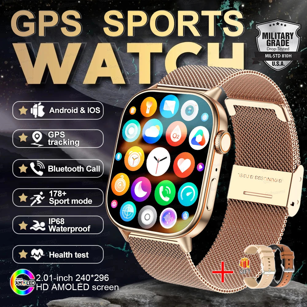 2025 New For Huawei GPS 2.01" HD AMOLED Screen Ultra NFC Series Smart Watch Men Heart Rate BT Call Fitness Smart Bracelet ladies