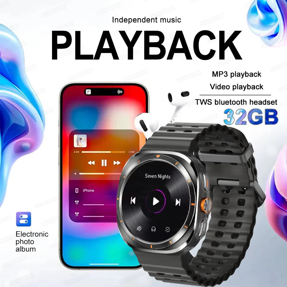2025 New Watch 7 Ultra Smart Watch Men 32GB Memory Video GPS NFC 47mm AMOLED Fitness