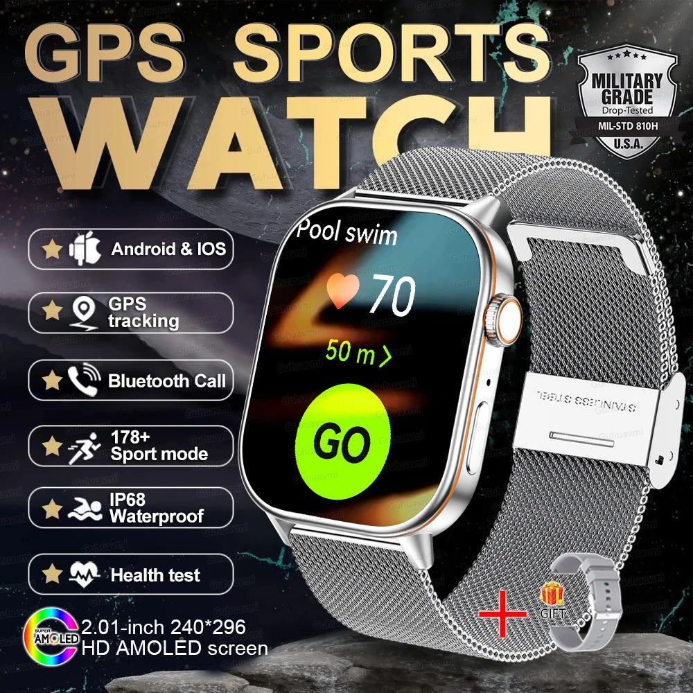 2025 New For Huawei GPS 2.01" HD AMOLED Screen Ultra NFC Series Smart Watch Men Heart Rate BT Call Fitness Smart Bracelet ladies