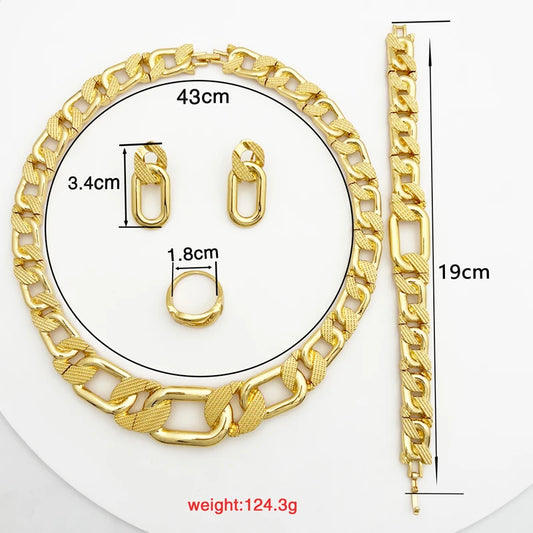 Luxury Design Dubai Jewelry Set For Women Quality Brazil Trending Necklace Earrings Ring Bracelet Wedding Party Gift