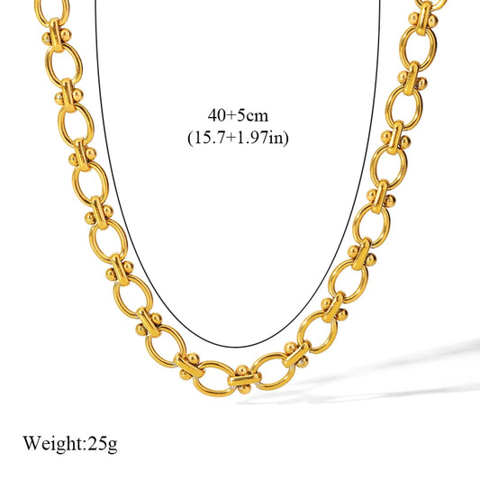 GANEMLY 316L Stainless Steel Metal Chain Necklace Bracelet Set For Women New Trendy Waterproof 18K Gold Plated Jewelry Lady Gift
