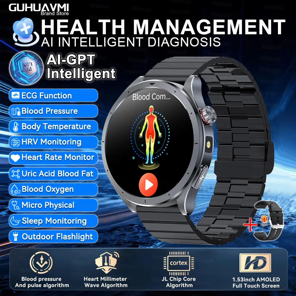 2025 AI Health Smartwatch Body Fat ECG PPG BP SpO₂