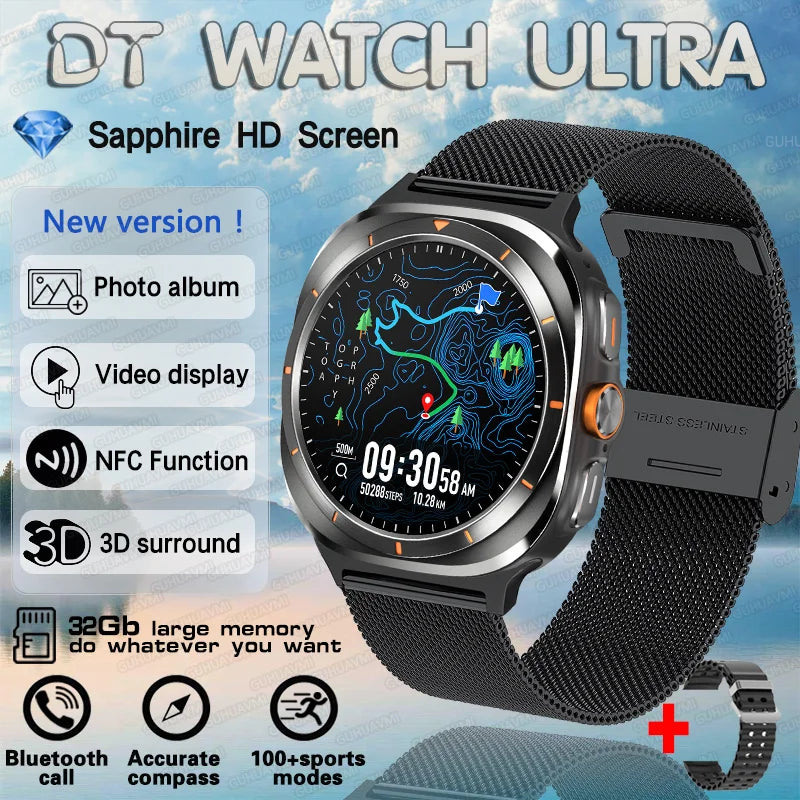 2025 New Watch 7 Ultra Smart Watch Men 32GB Memory Video GPS NFC 47mm AMOLED Fitness