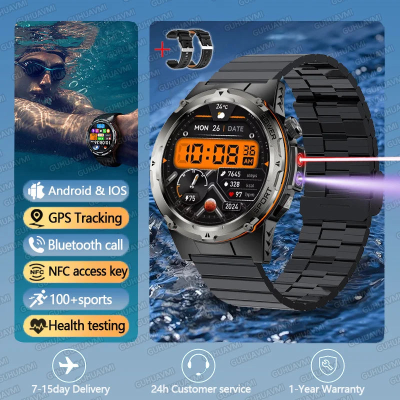 2025 New T-Rex 3 GPS Track Smart Watch Men 3ATM Waterproof UV Infrared 1.39-inch NFC Bluetooth Call Heart Rate Sport Smart Watch