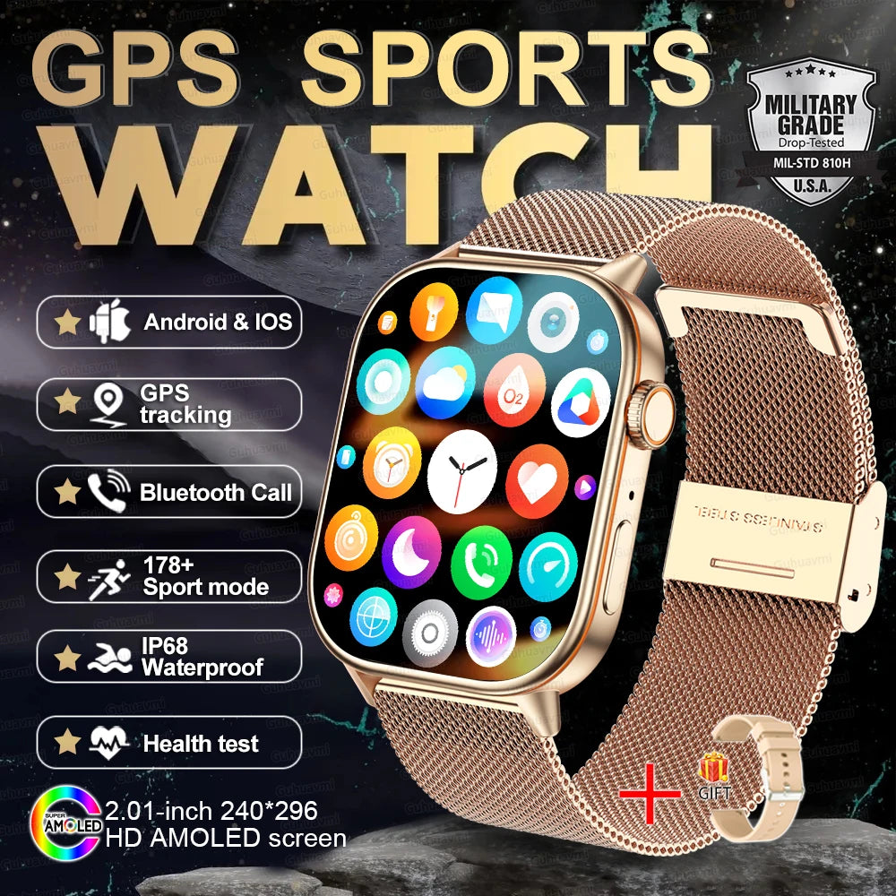 2025 New For Huawei GPS 2.01" HD AMOLED Screen Ultra NFC Series Smart Watch Men Heart Rate BT Call Fitness Smart Bracelet ladies