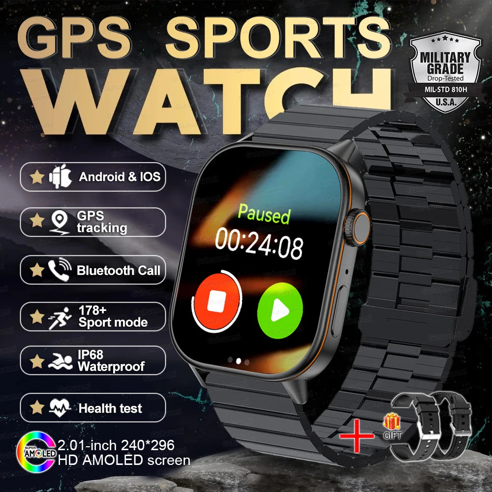 2025 New For Huawei GPS 2.01" HD AMOLED Screen Ultra NFC Series Smart Watch Men Heart Rate BT Call Fitness Smart Bracelet ladies