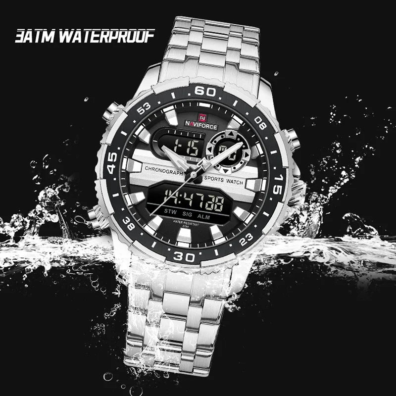 NAVIFORCE NF9234 Original Trend Brand LCD Display Analog Digital Quartz Man Luminous Wristwatch