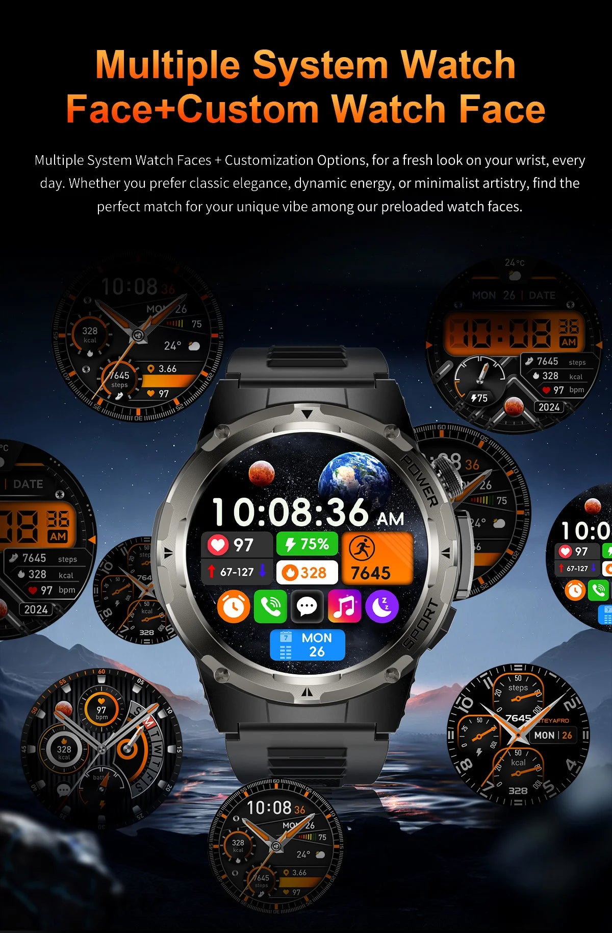 2025 New T-Rex 3 GPS Track Smart Watch Men 3ATM Waterproof UV Infrared 1.39-inch NFC Bluetooth Call Heart Rate Sport Smart Watch