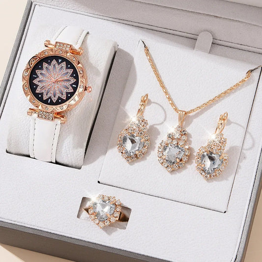 5pcs/set Watch Accessories Necklaces Earrings Rings Ladies' Business Commuting Daily Leisure Light Luxury Temperament Jewelry