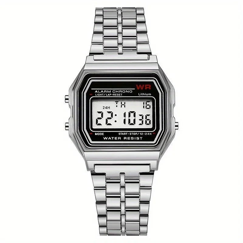 F91W Non-Waterproof Steel Band Watch For Women, Men,