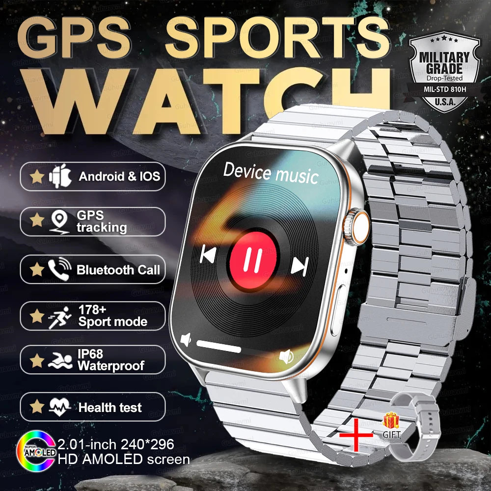 2025 New For Huawei GPS 2.01" HD AMOLED Screen Ultra NFC Series Smart Watch Men Heart Rate BT Call Fitness Smart Bracelet ladies