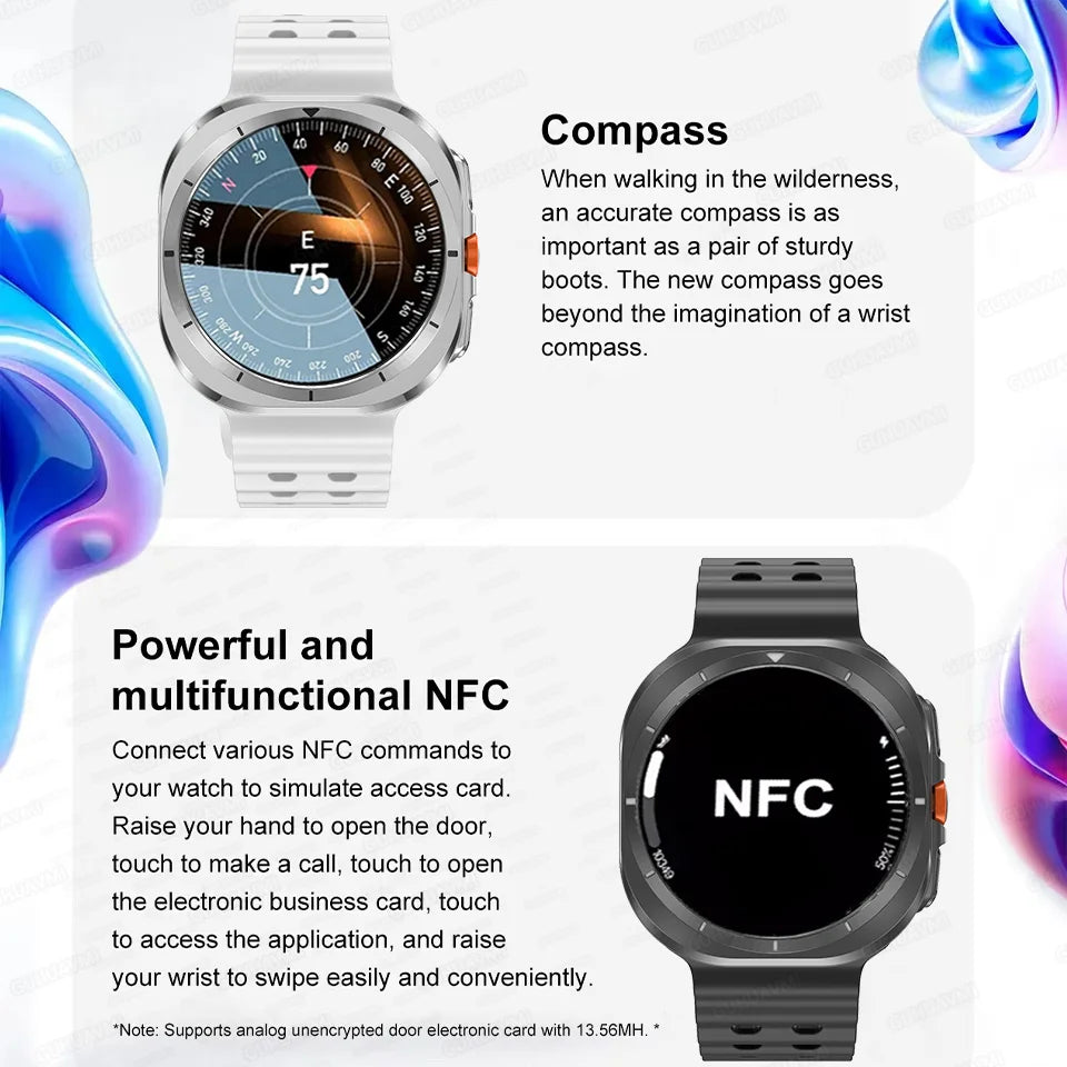 2025 New Watch 7 Ultra Smart Watch Men 32GB Memory Video GPS NFC 47mm AMOLED Fitness
