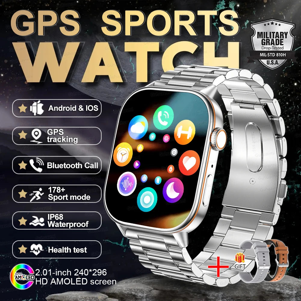 2025 New For Huawei GPS 2.01" HD AMOLED Screen Ultra NFC Series Smart Watch Men Heart Rate BT Call Fitness Smart Bracelet ladies